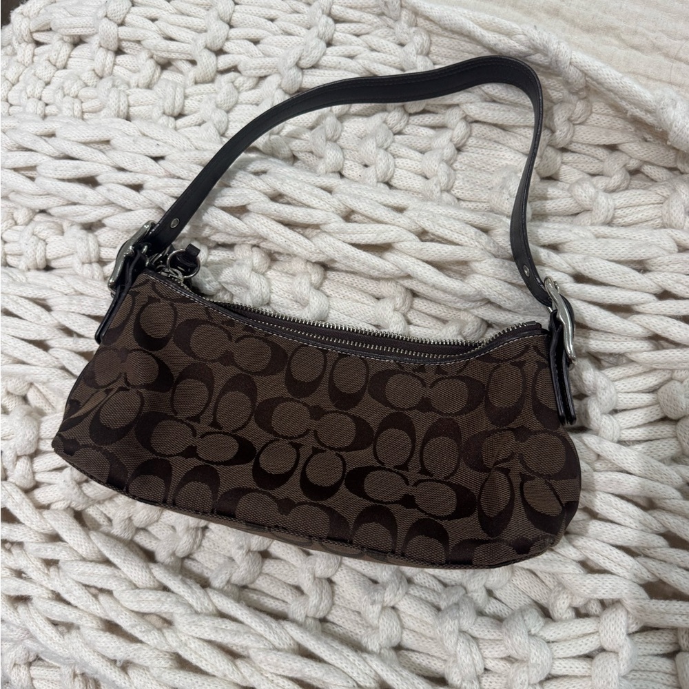 Coach Dark Brown Signature Shoulder Bag
